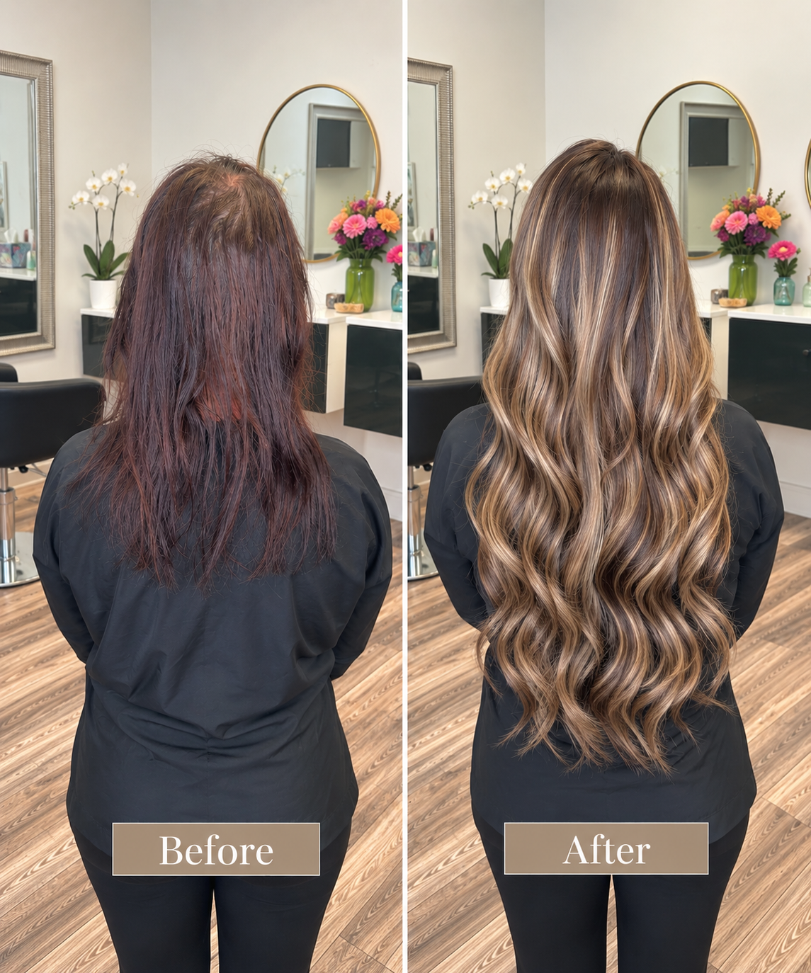 Post-chemotherapy hair transformation using Mesh Integration for natural-looking coverage, length, and volume.